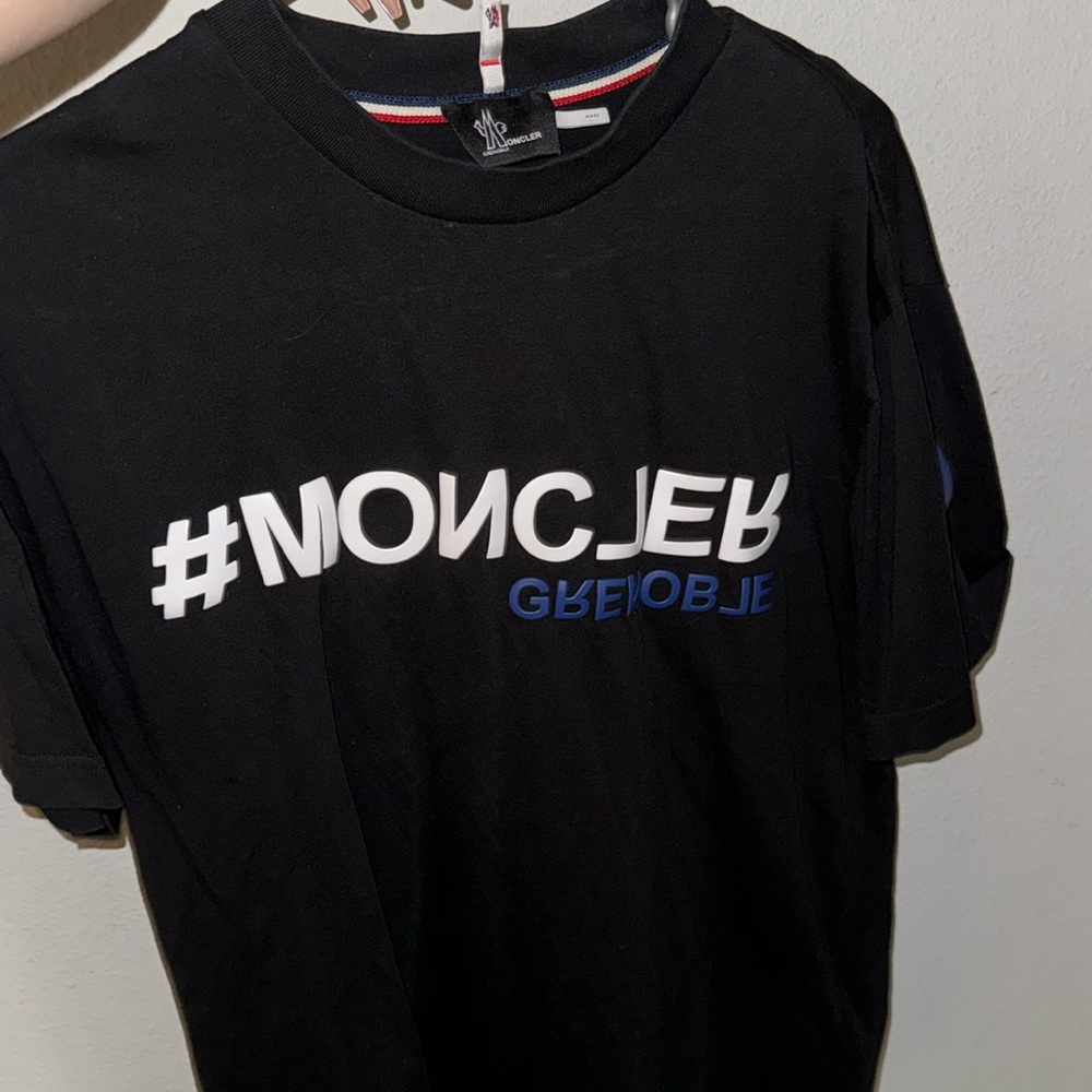 Moncler black t shirt used size large but runs small like small-medium